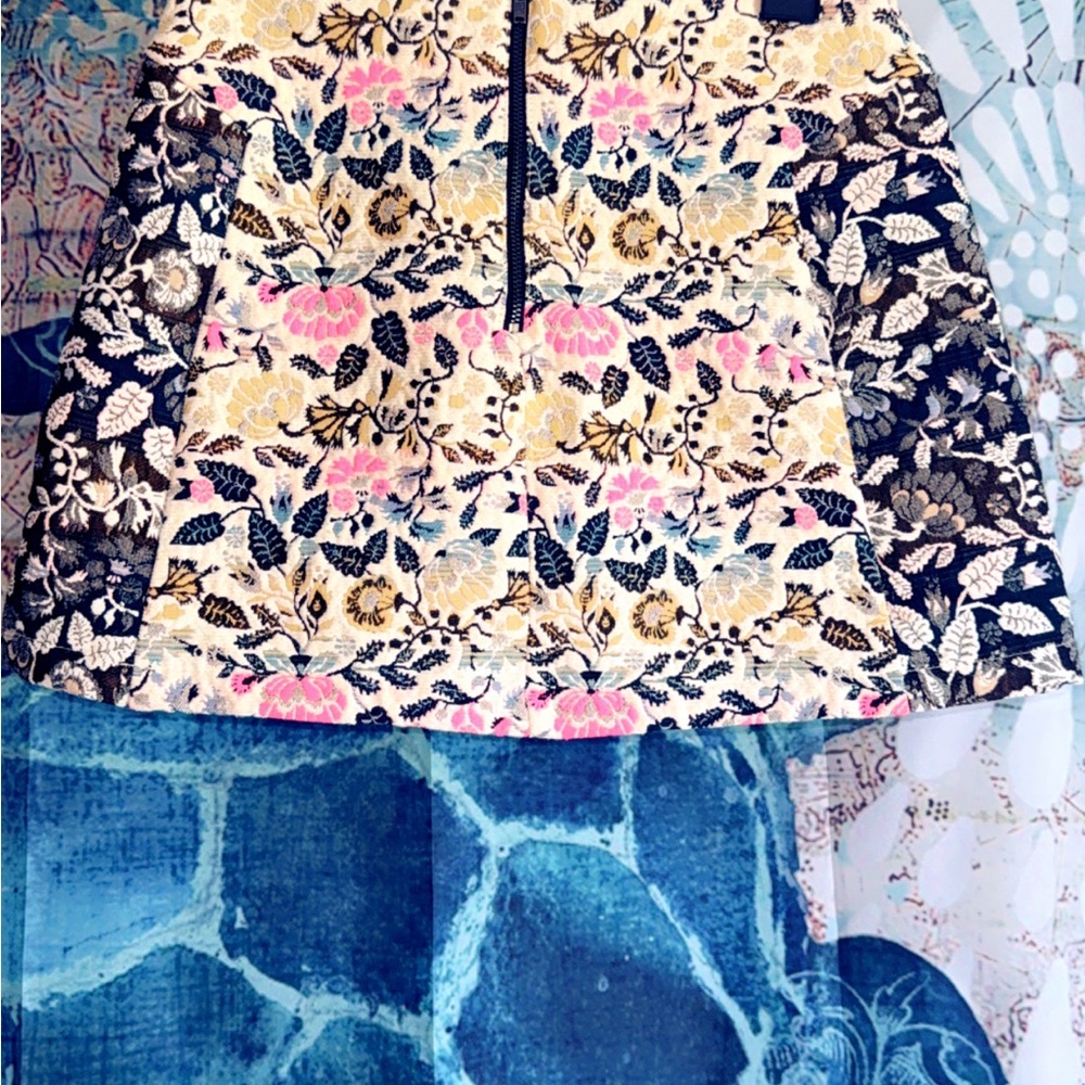 Topshop Floral Skirt with Pink and Navy